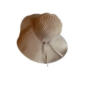 Sun N' Sand Beige Tan Grosgrain Ribbon Sun Beach Hat One size